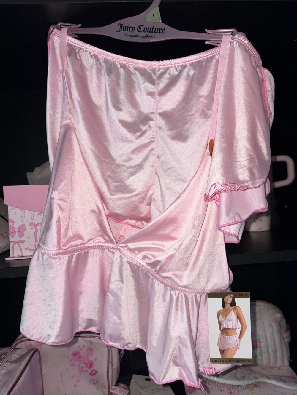 Juicy Couture pink satin pajama set